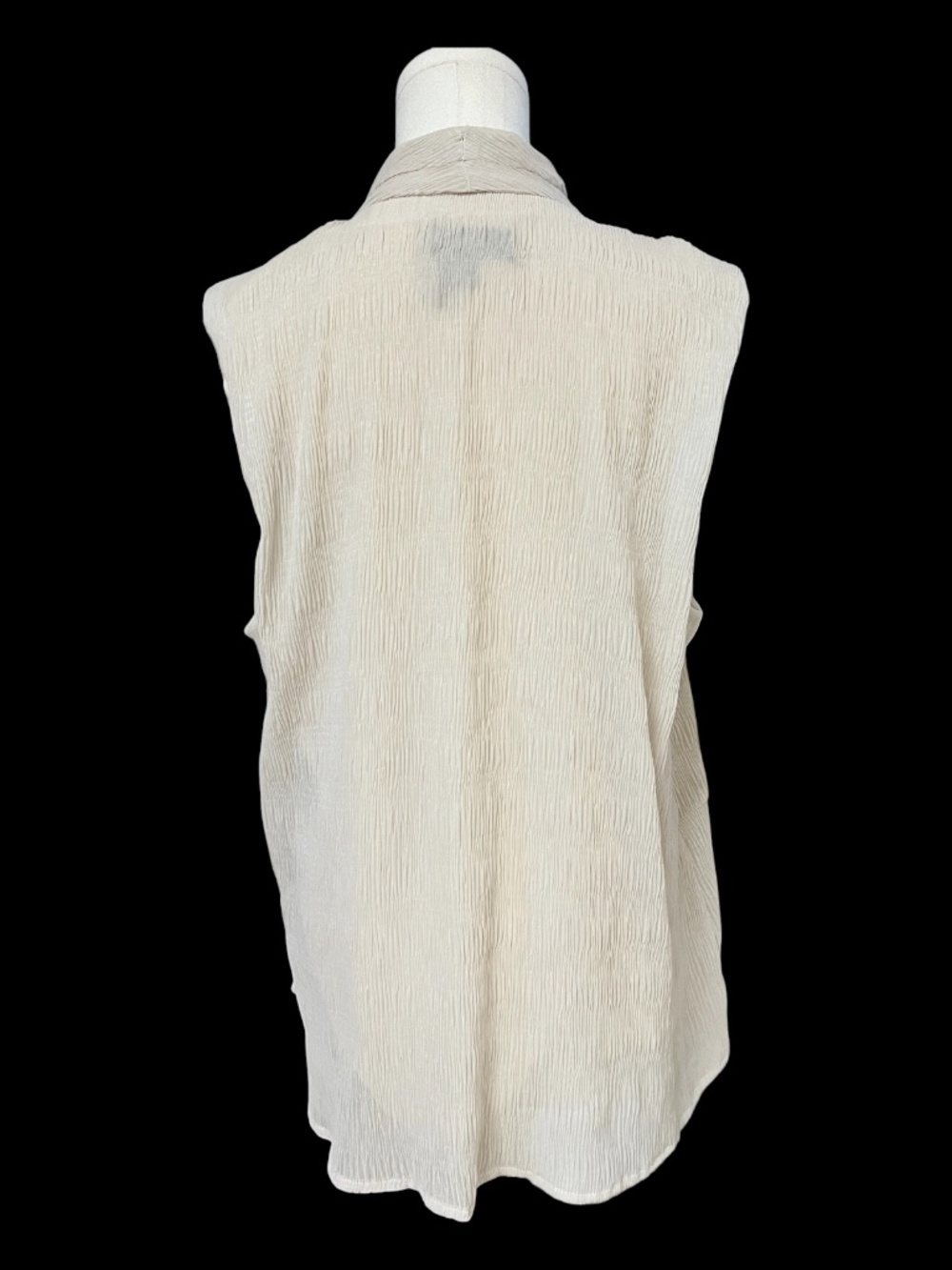 EUC Donna Karan Cream Crinkle Faux Wrap Peplum Blouse | Size XL - Picture 4 of 9